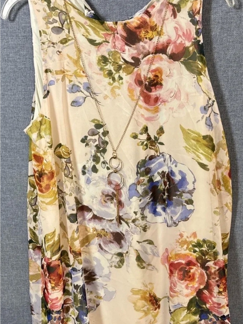 NWT Robert Louis Ivory Floral Shift Dress Large Pink Cream Bohemian MSRP $65